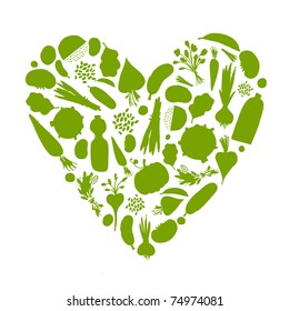 Healthy life - heart shape with vegetables for your design