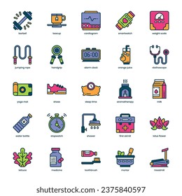 Healthy Life icon pack for your website design, logo, app, and user interface. Healthy Life icon filled color design. Vector graphics illustration and editable stroke.