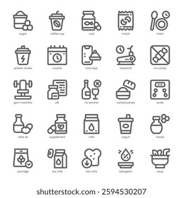 Healthy Life Icon pack for your website, mobile, presentation, and logo design. Healthy Life Icon outline design. Vector graphics illustration and editable stroke.