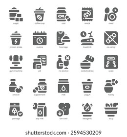 Healthy Life Icon pack for your website, mobile, presentation, and logo design. Healthy Life Icon solid design. Vector graphics illustration and editable stroke.
