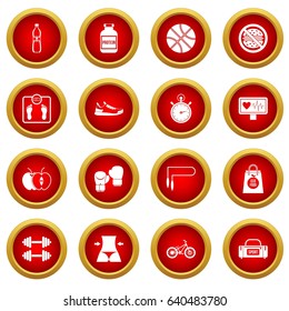 Healthy life icon red circle set isolated on white background