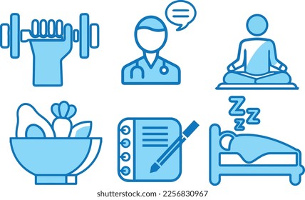 Healthy life icon set is a simple filled line icon set that contain healthy lifestyle icons