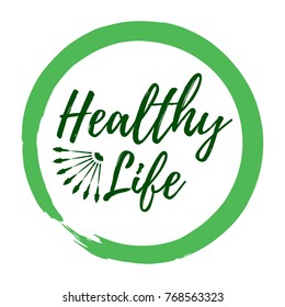 Healthy Life label. Eco style and Wellness Lifestyle badges. Vector illustration icon with Sunburst.