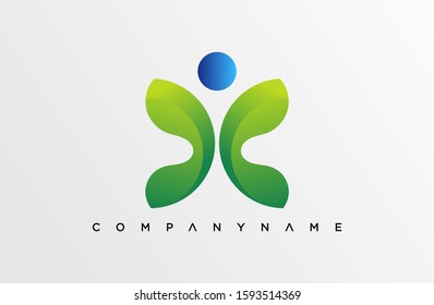 Healthy life Logo Icon. with blue and green color