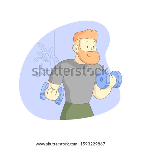 Healthy life man doing weight lifting with two barbells 