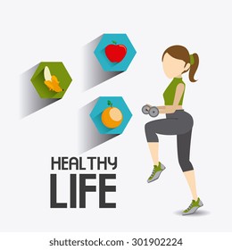 healthy life over white background, vector illustration