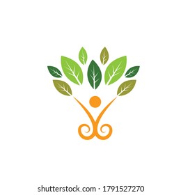 Healthy Life people leaf  vector icon concept design