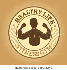 healthy life seal over vintage background vector illustration 