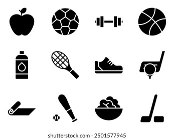 healthy life and sport icon symbol vector template collection