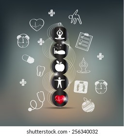 Healthy life style advices, hand drawn illustrations