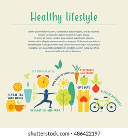 Landing Page Template Healthy Lifestyle Design Stock Vector (Royalty ...