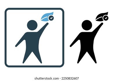 Healthy life style icon illustration. People with leaf. icon related to lifestyle. Solid icon style. Simple vector design editable