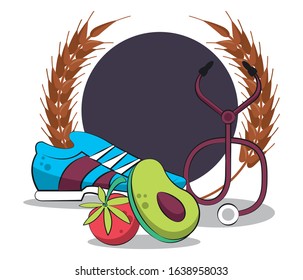 healthy life style set icons vector illustration design