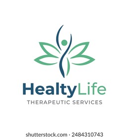 Healthy Life Style Wellness Business Winged People Logo Template