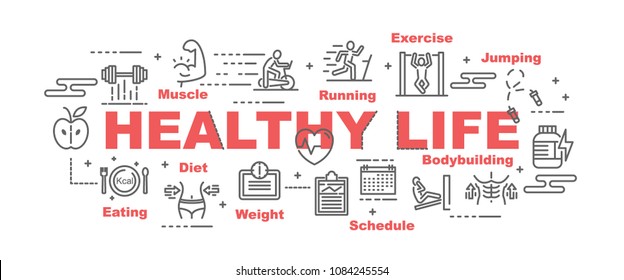 Healthy Life Vector Banner Design Concept Stock Vector (Royalty Free ...