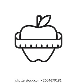 Healthy Lifestyle Apple Outline Icon Vector Illustration