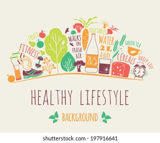 healthy lifestyle background - Shutterstock ID 197916641