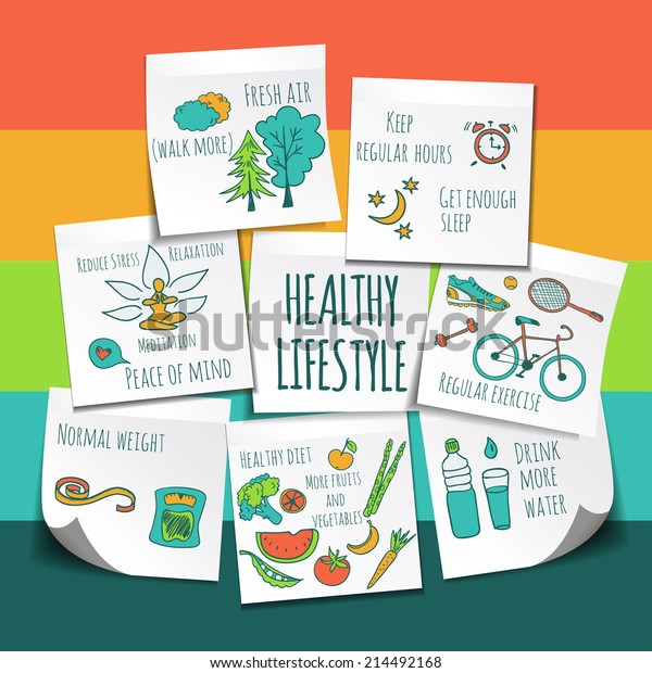 Healthy Lifestyle Background Stock Vector (Royalty Free) 214492168 ...