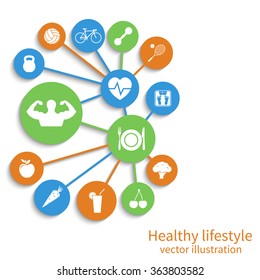 Healthy lifestyle background. Concept health, sport. Vector illustration