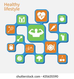 Healthy lifestyle background. Concept health, sport. Vector illustration