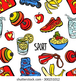 Healthy lifestyle background. Seamless illustration.