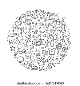 Healthy Lifestyle Background. Sport and activity. Fintess design elements. Place for your text. Vector illustration