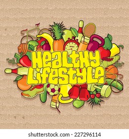 Healthy Lifestyle Background. Vector illustration