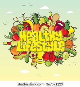 Healthy Lifestyle Background. Vector illustration