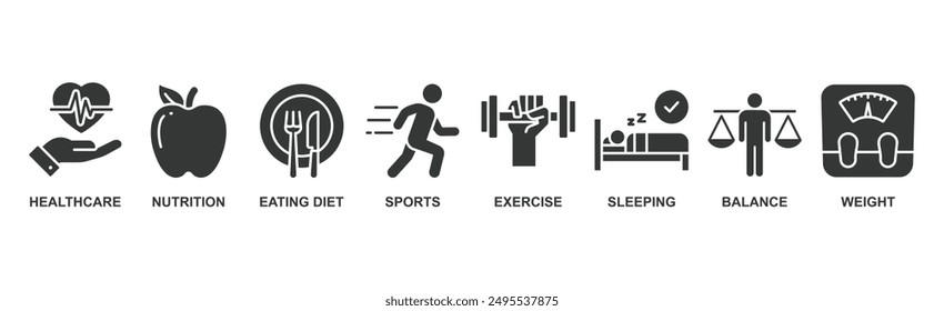 Healthy lifestyle banner web icon vector illustration concept with icon