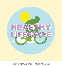 Healthy Lifestyle Bicycle Typography Simple Color Vector