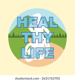 Healthy Lifestyle Bicycle Typography Simple Color Vector