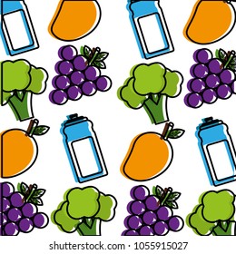 healthy lifestyle broccoli mango sport bottle water wallpaper image