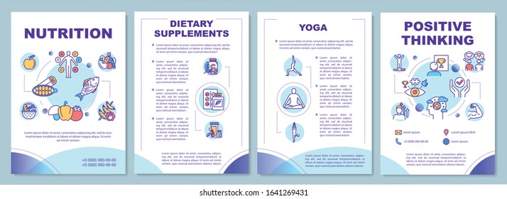 Healthy lifestyle brochure template. Complementary medicine flyer, booklet, leaflet print, cover design with linear icons. Vector layouts for magazines, annual reports, advertising posters