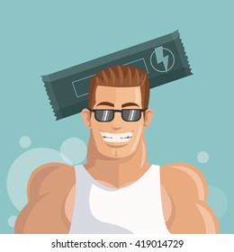 Healthy lifestyle. cartoon man design.  bodybuilding concept