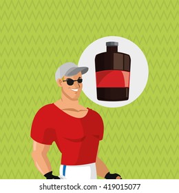 Healthy lifestyle. cartoon man design.  bodybuilding concept