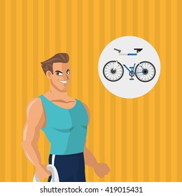 Healthy lifestyle. cartoon man design.  bodybuilding concept