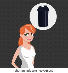 Healthy lifestyle. cartoon woman design.  bodybuilding concept