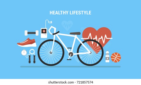 Healthy lifestyle concept in flat design. Vector illustration.