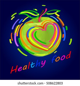 Healthy lifestyle concept with green paper apple form
