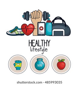 healthy lifestyle concept icons sport design