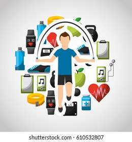 healthy lifestyle concept icons vector illustration design