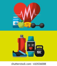 healthy lifestyle concept icons vector illustration design