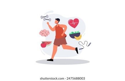 Healthy lifestyle concept illustration. Health care, active lifestyle and sport