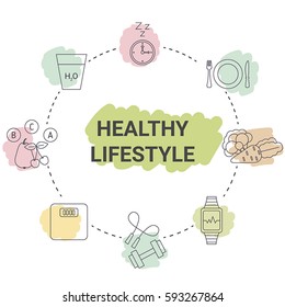 Healthy lifestyle concept. Infographic with healthy lifestyle symbol.