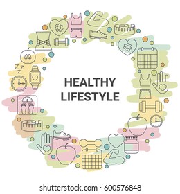 Healthy lifestyle concept. Infographic with healthy lifestyle symbol.