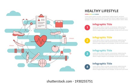 healthy lifestyle concept for infographic template banner with four point list information