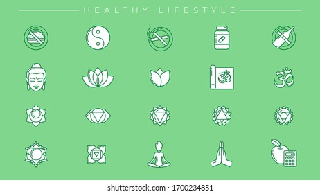 Healthy Lifestyle concept line style vector icons set