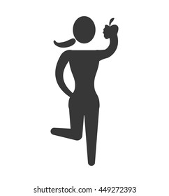 Healthy lifestyle concept represented by pictogram eating. isolated and flat illustration 