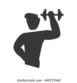 Healthy Lifestyle Concept Represented By Weight Lifting Icon. Isolated And Flat Illustration 