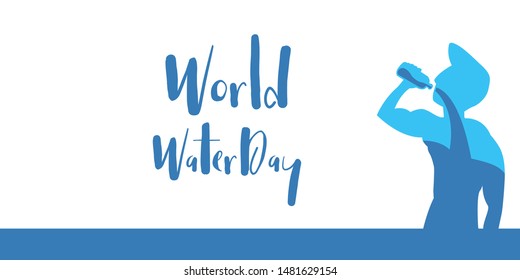 healthy lifestyle concept. Silhouette of body man drinking water banner. Healthcare banner EPS 10 format. Protect yourself from heat stroke.
